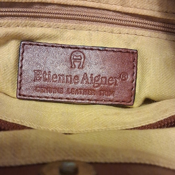 Etienne Aigner Woven Leather Tote Bag Tan Brown Vintage Classic - Picture 5 of 11